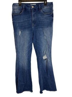 Vervet Women’s Mid-Blue Raw Hem Distressed Jeans